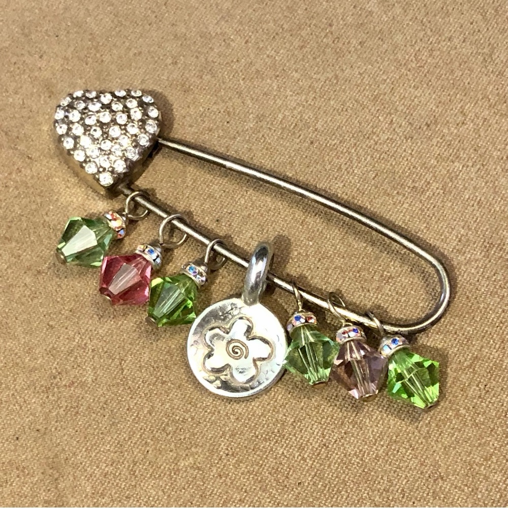 Brighton Bloom Token charm Raised flower Hammered silver Engraved Retired - Picture 6 of 8
